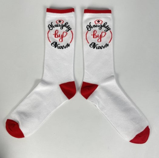 Naughty By Nurses White Unisex Socks